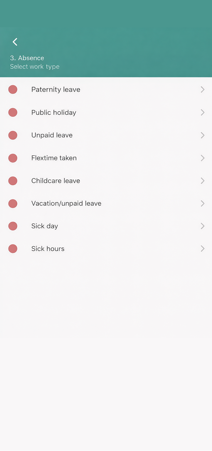 Absence tracking on app
